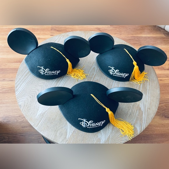 Disney Other - “Lot of 3 “  Black Mickey Ear Graduation Caps with Yellow Tassel.   Adult O/S